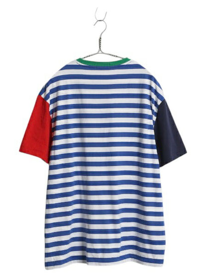 ポロ ラルフローレン ボーダー ポケット付き Tシャツ メンズ L / クレイジー パターン ポケT ワンポイント ポニー刺繍 マリン マルチカラー