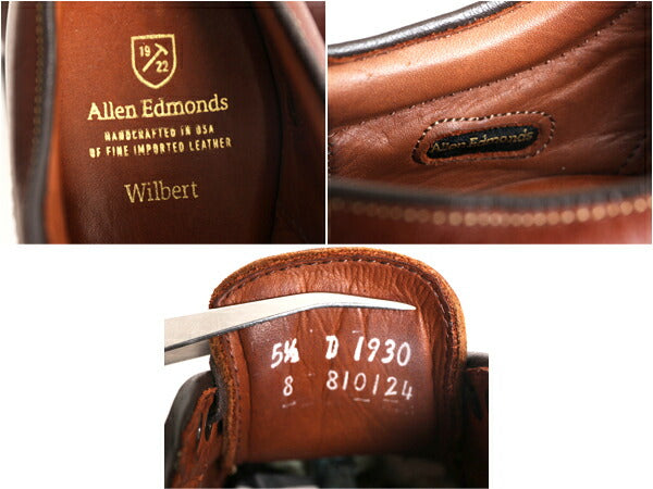 ほぼ デッドストック USA製 アレンエドモンズ Uチップ レザー シューズ 51/2 23.5cm Allen Edmonds WILBERT 本革 革靴 外羽根 ラバーソール