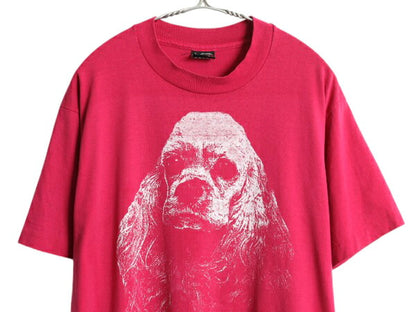 90s USA製 ドッグ アート イラスト プリント Tシャツ メンズ L / オールド アニマル 犬 グラフィック シングルステッチ カットソー ピンク