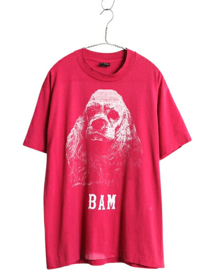 90s USA製 ドッグ アート イラスト プリント Tシャツ メンズ L / オールド アニマル 犬 グラフィック シングルステッチ カットソー ピンク