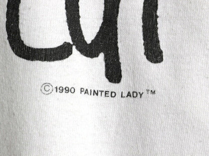 90s USA製 メッセージ イラスト プリント Tシャツ メンズ レディース L 古着 オールド アニマル ネコ シングルステッチ ヘビーウェイト 白