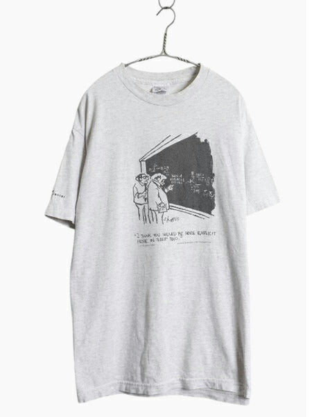 80s ジョーク アート イラスト プリント Tシャツ メンズ L 古着 ヴィンテージ ヘビーウェイト メッセージ グラフィック キャラクター 漫画