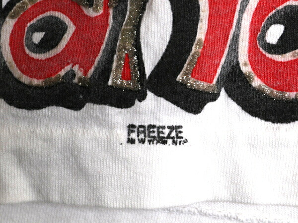 90s USA製 FREEZE スマイル イラスト プリント Tシャツ メンズ L 大判 ニコちゃん キャラクター グラフィック アート シングルステッチ 白