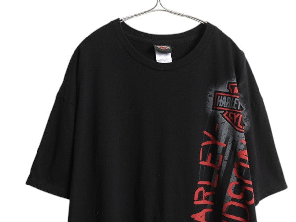 USA製 ハーレー ダビットソン 両面 プリント Tシャツ メンズ XXL / 古着 オフィシャル グラフィック バイク イラスト 大きいサイズ 2XL 黒