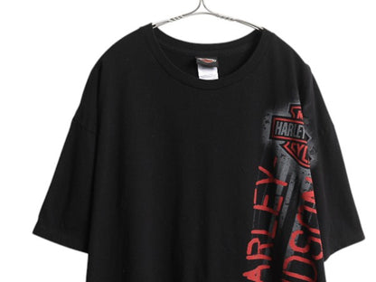 USA製 ハーレー ダビットソン 両面 プリント Tシャツ メンズ XXL / 古着 オフィシャル グラフィック バイク イラスト 大きいサイズ 2XL 黒