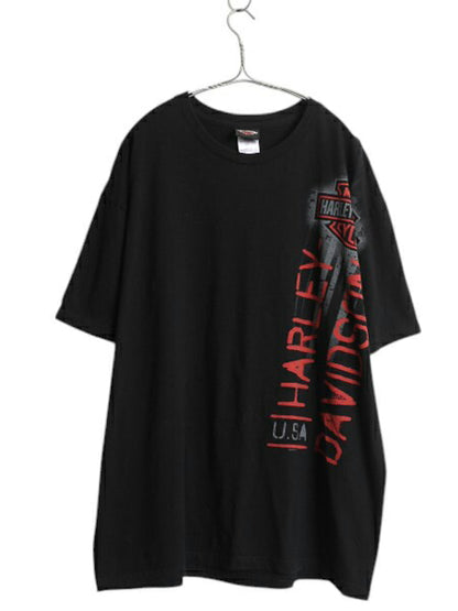 USA製 ハーレー ダビットソン 両面 プリント Tシャツ メンズ XXL / 古着 オフィシャル グラフィック バイク イラスト 大きいサイズ 2XL 黒