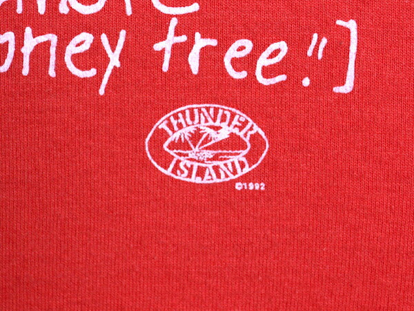 90s USA製 ジョーク キャラクター イラスト プリント Tシャツ メンズ XL 小さめ L オールド グラフィック メッセージ シングルステッチ 赤