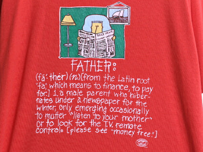 90s USA製 ジョーク キャラクター イラスト プリント Tシャツ メンズ XL 小さめ L オールド グラフィック メッセージ シングルステッチ 赤