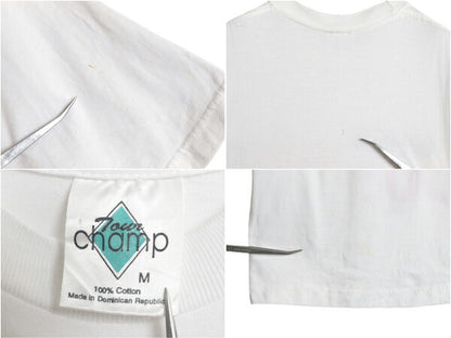 90s ジョーク メッセージ プリント 半袖 Tシャツ メンズ M 小さめ S 程/ 古着 当時物 オールド ヘビーウェイト カットソー クルーネック 白