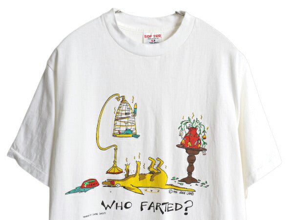 90s USA製 キャラクター ジョーク イラスト プリント Tシャツ メンズ L 古着 オールド メッセージ グラフィック シングルステッチ ギャグ