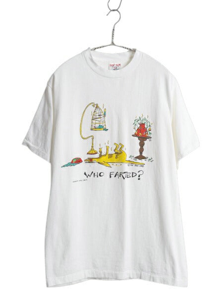 90s USA製 キャラクター ジョーク イラスト プリント Tシャツ メンズ L 古着 オールド メッセージ グラフィック シングルステッチ ギャグ