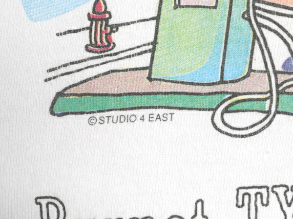 90s キャラクター ジョーク イラスト プリント Tシャツ メンズ M / 古着 オールド メッセージ アート グラフィック カットソー 当時物 白