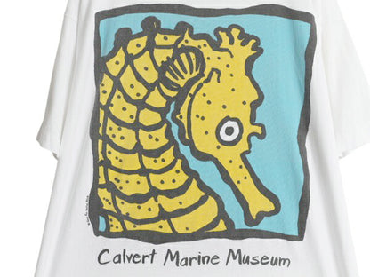 90s USA製 タツノオトシゴ アート イラスト 両面 プリント Tシャツ メンズ XL 古着 アニマル グラフィック シングルステッチ 大きいサイズ