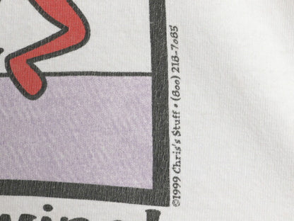 90s アート イラスト プリント Tシャツ メンズ XL オールド ジョーク メッセージ グラフィック キース ヘリング パロディ 大きいサイズ 白