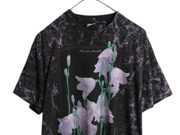 90s USA製 ボタニカル アート イラスト プリント Tシャツ メンズ L オールド グラフィック シングルステッチ フラワー オールオーバー 総柄