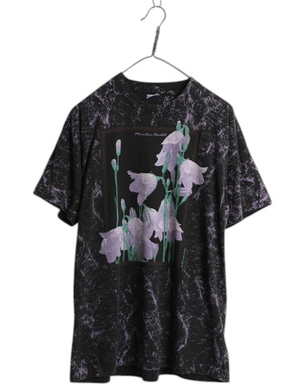 90s USA製 ボタニカル アート イラスト プリント Tシャツ メンズ L オールド グラフィック シングルステッチ フラワー オールオーバー 総柄