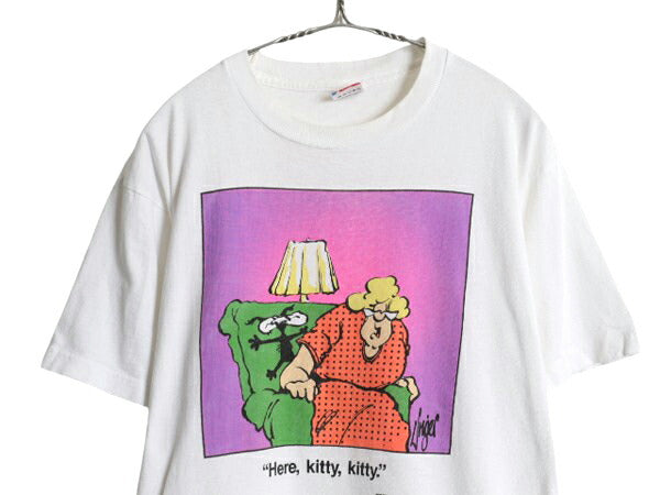 80s USA製 ジョーク イラスト プリント Tシャツ メンズ L / ヴィンテージ アート グラフィック キャラクター シングルステッチ カットソー
