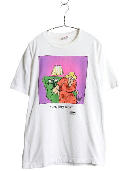 80s USA製 ジョーク イラスト プリント Tシャツ メンズ L / ヴィンテージ アート グラフィック キャラクター シングルステッチ カットソー