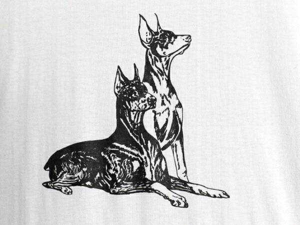 90s ドッグ アート イラスト プリント Tシャツ メンズ レディース L 古着 アニマル 犬 グラフィック シングルステッチ カットソー ホワイト