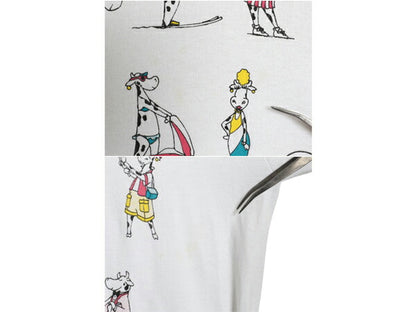 90s USA製 ウシ アート イラスト プリント Tシャツ メンズ レディース L オールド アニマル グラフィック シングルステッチ カットソー 白