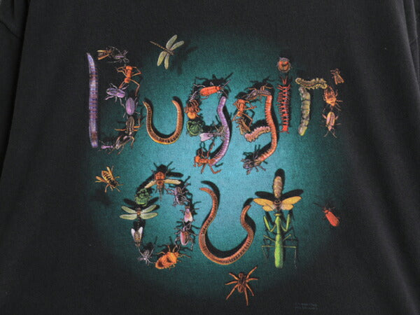 00s 虫 昆虫 アート イラスト プリント Tシャツ メンズ XL オールド メッセージ グラフィック ヘビーウェイト 大きいサイズ 黒 カットソー