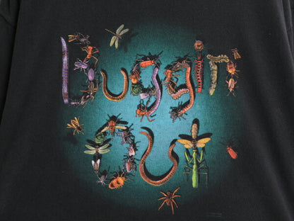 00s 虫 昆虫 アート イラスト プリント Tシャツ メンズ XL オールド メッセージ グラフィック ヘビーウェイト 大きいサイズ 黒 カットソー