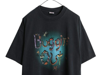 00s 虫 昆虫 アート イラスト プリント Tシャツ メンズ XL オールド メッセージ グラフィック ヘビーウェイト 大きいサイズ 黒 カットソー