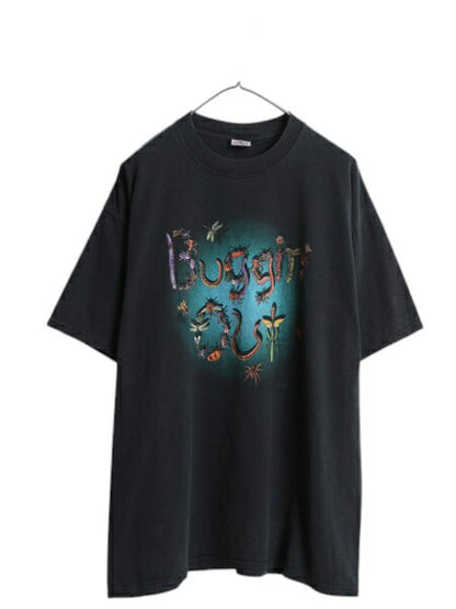 00s 虫 昆虫 アート イラスト プリント Tシャツ メンズ XL オールド メッセージ グラフィック ヘビーウェイト 大きいサイズ 黒 カットソー
