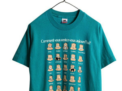80s USA製 キャラクター アート イラスト プリント Tシャツ メンズ レディース M ヴィンテージ グラフィック シングルステッチ メッセージ