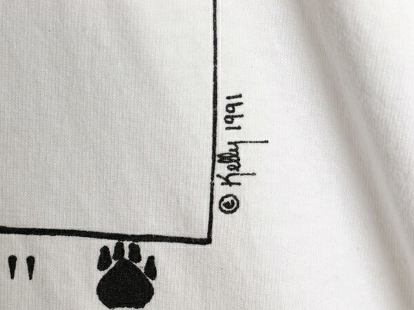90s USA製 ネコ アート イラスト プリント Tシャツ メンズ XL オールド アニマル メッセージ グラフィック シングルステッチ 大きいサイズ