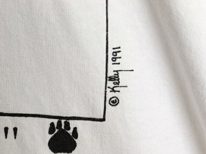90s USA製 ネコ アート イラスト プリント Tシャツ メンズ XL オールド アニマル メッセージ グラフィック シングルステッチ 大きいサイズ