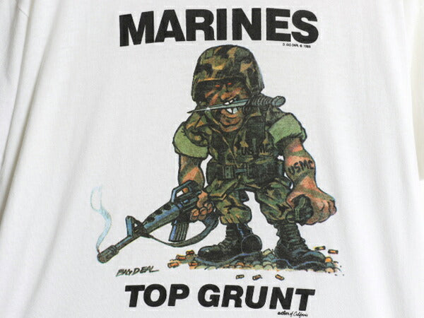 80s USA製 USMC ジョーク キャラクター イラスト プリント Tシャツ メンズ L ヴィンテージ ミリタリー ムービー パロディ シングルステッチ
