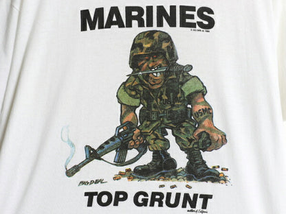 80s USA製 USMC ジョーク キャラクター イラスト プリント Tシャツ メンズ L ヴィンテージ ミリタリー ムービー パロディ シングルステッチ