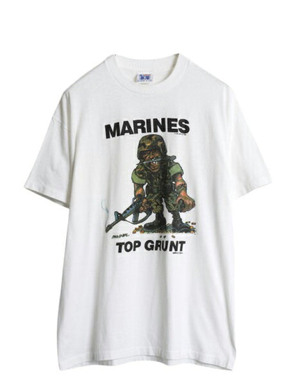 80s USA製 USMC ジョーク キャラクター イラスト プリント Tシャツ メンズ L ヴィンテージ ミリタリー ムービー パロディ シングルステッチ