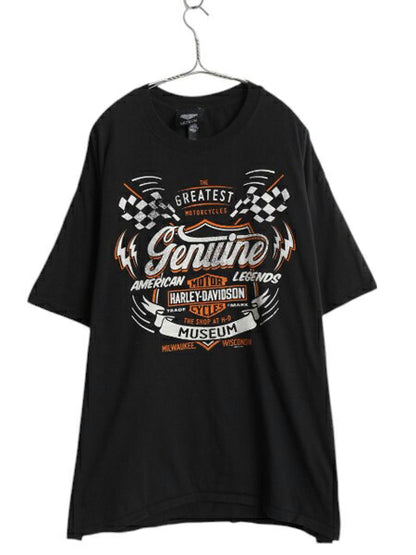 ハーレー ダビットソン 両面 プリント Tシャツ メンズ XXL / オフィシャル ヘビーウェイト バイク イラスト グラフィック 黒 大きいサイズ