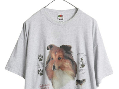 00s ドッグ アート イラスト プリント Tシャツ メンズ 2XL オールド アニマル 犬 キャラクター グラフィック 大きいサイズ ヘビーウェイト
