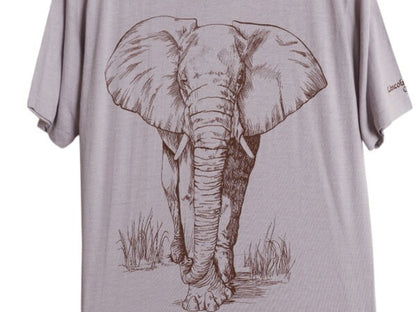 80s ゾウ 両面 アート イラスト プリント Tシャツ メンズ レディース S 程/ 古着 ヴィンテージ アニマル グラフィック シングルステッチ 灰