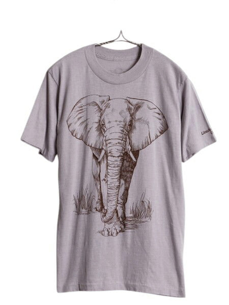 80s ゾウ 両面 アート イラスト プリント Tシャツ メンズ レディース S 程/ 古着 ヴィンテージ アニマル グラフィック シングルステッチ 灰