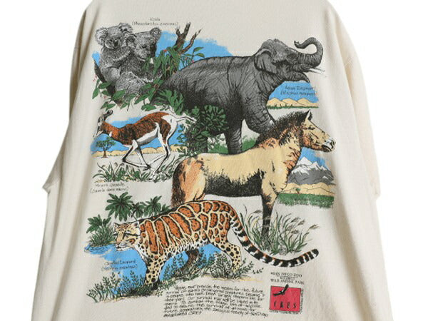 90s USA製 アニマル イラスト 両面 プリント Tシャツ メンズ L オールド グラフィック アート メッセージ シングルステッチ ヘビーウェイト