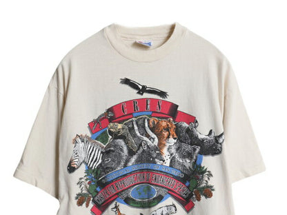 90s USA製 アニマル イラスト 両面 プリント Tシャツ メンズ L オールド グラフィック アート メッセージ シングルステッチ ヘビーウェイト