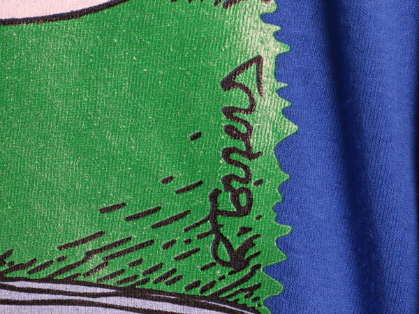 90s USA製 ジョーク キャラクター イラスト プリント Tシャツ メンズ M 古着 オールド グラフィック フィッシング シングルステッチ アート