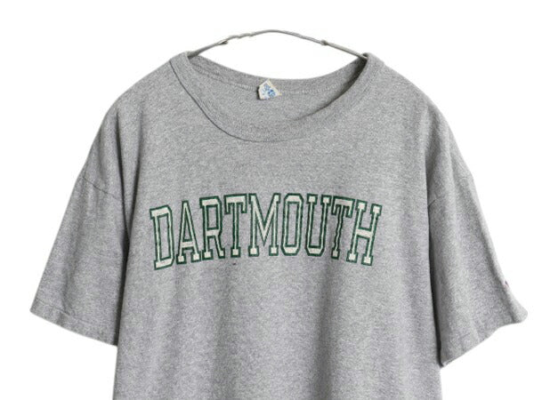80s USA製 チャンピオン カレッジ プリント 半袖 Tシャツ メンズ XL 古着 ヴィンテージ 88 12 目付き シングルステッチ トリコタグ 杢灰