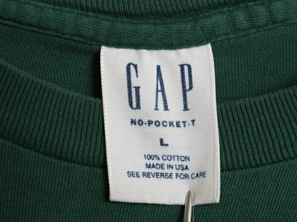 90s USA製 オールド ギャップ 無地 半袖 Tシャツ メンズ L / 古着 旧タグ 当時物 ヘビーウェイト コットン シングルステッチ シンプル 緑