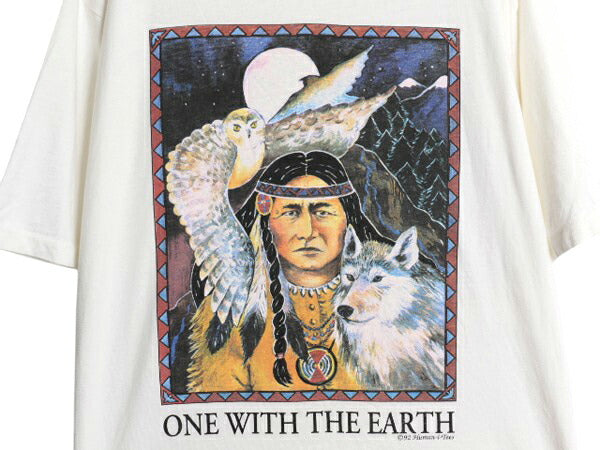 90s USA製 ネイティブ アニマル アート イラスト プリント Tシャツ メンズ XL 古着 オールド グラフィック 大きいサイズ シングルステッチ
