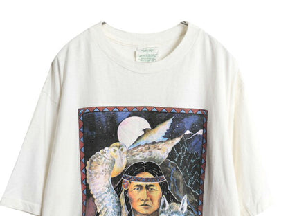 90s USA製 ネイティブ アニマル アート イラスト プリント Tシャツ メンズ XL 古着 オールド グラフィック 大きいサイズ シングルステッチ