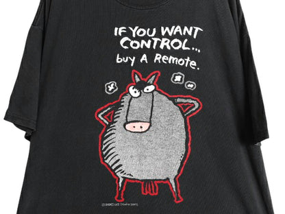 00s メッセージ キャラクター イラスト プリント Tシャツ メンズ XXL / オールド ジョーク グラフィック 大きいサイズ ヘビーウェイト 黒
