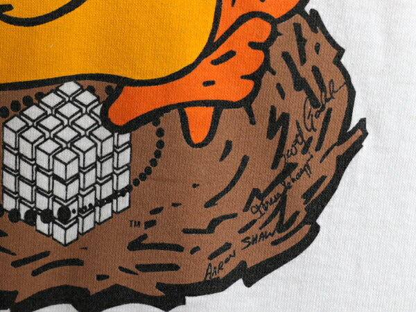 90s USA製 企業 キャラクター イラスト プリント Tシャツ メンズ L / オールド ダック アニマル グラフィック シングルステッチ 当時物 白