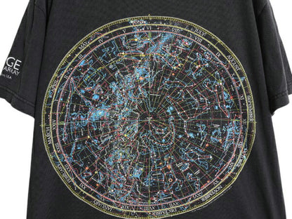 90s 星座 アート イラスト プリント Tシャツ メンズ M / 古着 オールド グラフィック サイエンス 宇宙 天体地図 ヘビーウェイト 黒 当時物