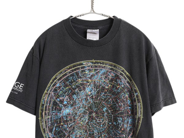 90s 星座 アート イラスト プリント Tシャツ メンズ M / 古着 オールド グラフィック サイエンス 宇宙 天体地図 ヘビーウェイト 黒 当時物