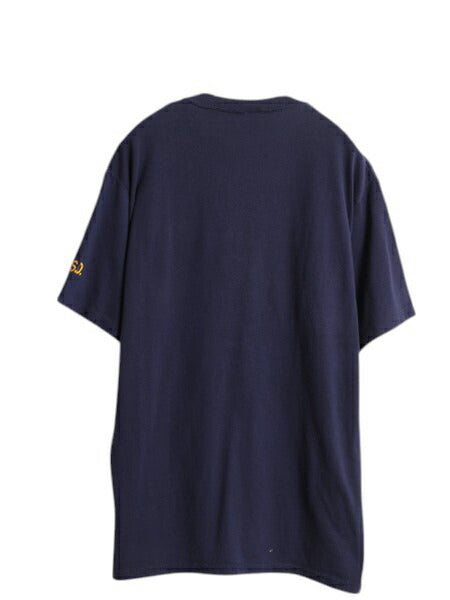 80s USA製 企業 ロゴ プリント Tシャツ XXL 小さめ メンズ L 程/ ヴィンテージ イラスト グラフィック シングルステッチ 当時物 企業物 紺